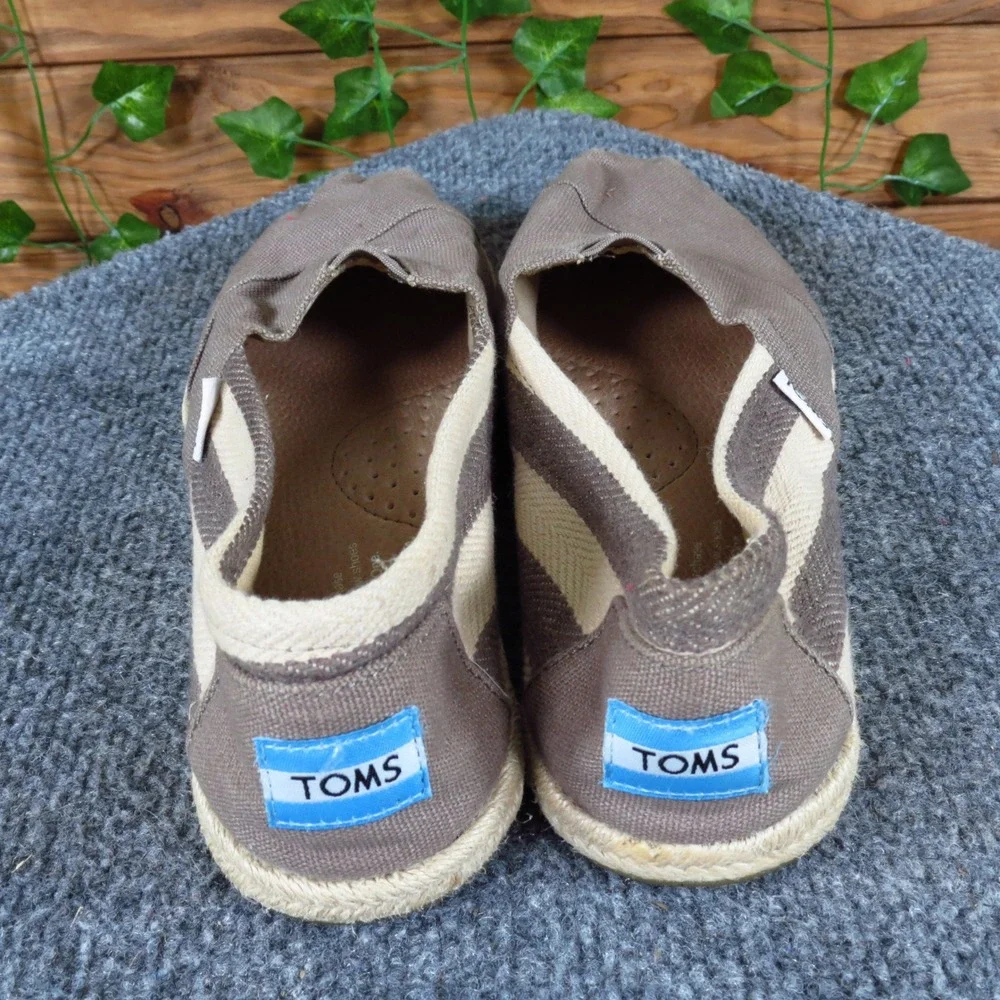 TOMS Classic Women Casual Slip On Alpargata Size 7.5 Everyday Taupe Canvas‎ Flat